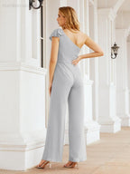 Baoleely Women's One Shoulder Long Jumpsuit Formal Evening Dress Long Bridesmaid Dresses Pants Wedding Party 28034