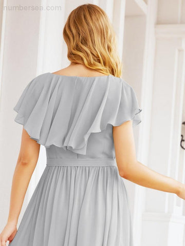 Vestidos de dama de honor con mangas abullonadas para fiesta formal de noche y graduación 28044 