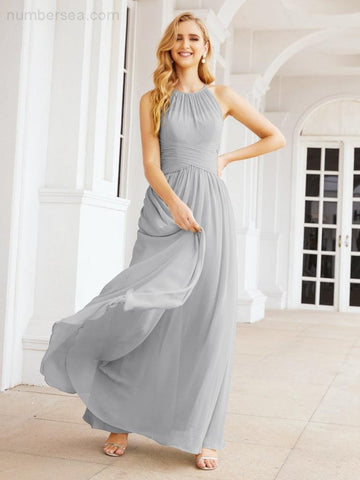 Baoleely Sleeveless Bridesmaid Dresses Long Prom Gown Zipper with Keyhole Back 28056
