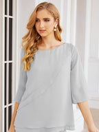 Baoleely Élégante robe mère de la mariée 2 pièces, grande taille, pantalon, volants, couches argentées, peignoir 28064
