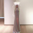 Charming Sequins Mermaid Evening Dress Shiny Long Prom Dress Y7687