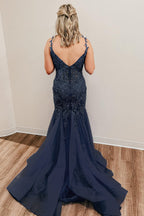 Spaghetti Straps Mermaid Prom Dress With Appliques