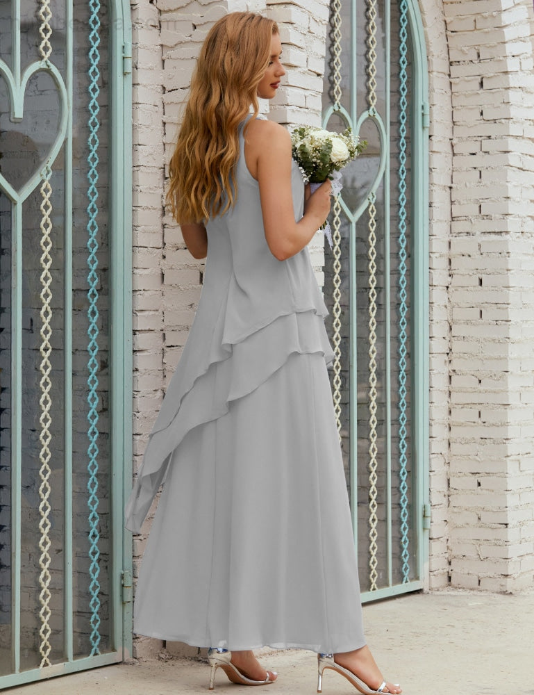 Vestido largo de gasa de talla grande para la madre de la novia, vestido de gala para dama de honor, vestido de graduación SY28019