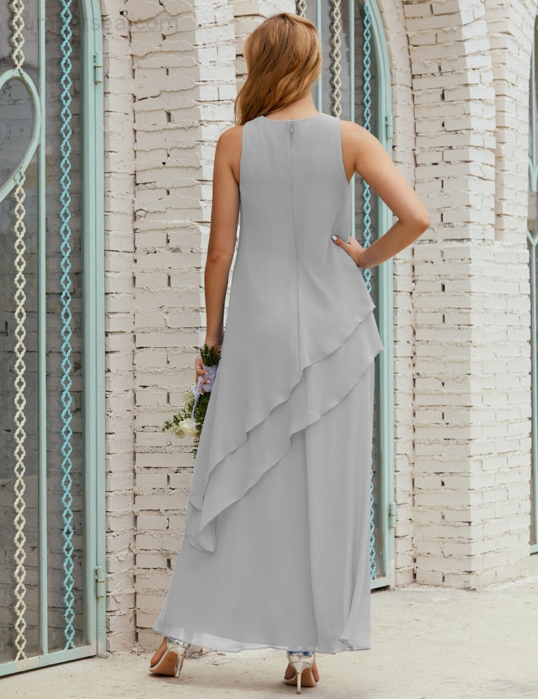 Vestido largo de gasa de talla grande para la madre de la novia, vestido de gala para dama de honor, vestido de graduación SY28019