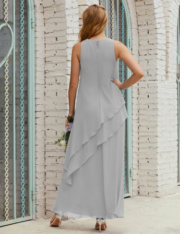 Vestido largo de gasa de talla grande para la madre de la novia, vestido de gala para dama de honor, vestido de graduación SY28019