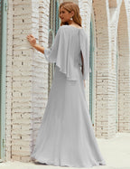 Vestido de dama de honor Sunderly para mujer, manga larga, cuello en V, de gasa, vestido formal de fiesta de boda SY28018