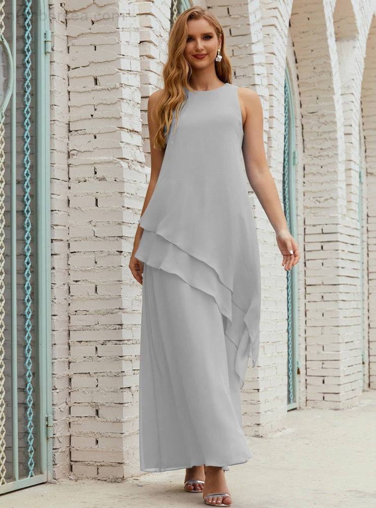 Vestido largo de gasa de talla grande para la madre de la novia, vestido de gala para dama de honor, vestido de graduación SY28019
