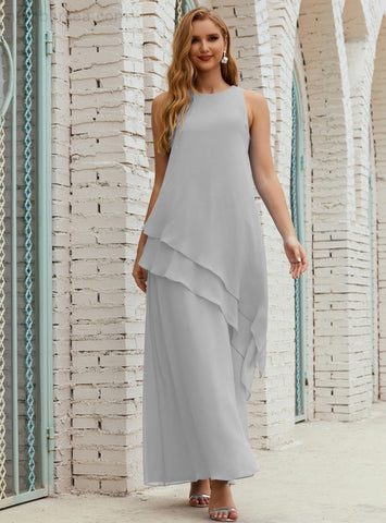 Vestido largo de gasa de talla grande para la madre de la novia, vestido de gala para dama de honor, vestido de graduación SY28019