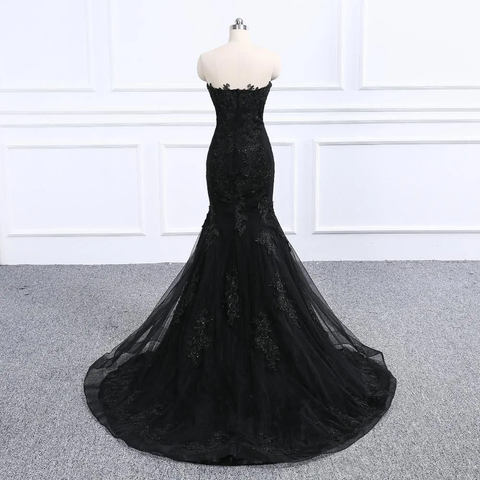 Sweetheart Neckline Black Mermaid Wedding Dress Y1776