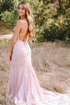 Lace Mermaid Backless Prom Formal Dress