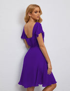 Robe de soirée dos nu, robe de bal formelle, longueur genou, manches courtes, robe de cocktail 28077 