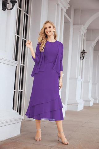 Vestido de fiesta formal de dos piezas corte A para la madre de la novia Sunderly SY28072