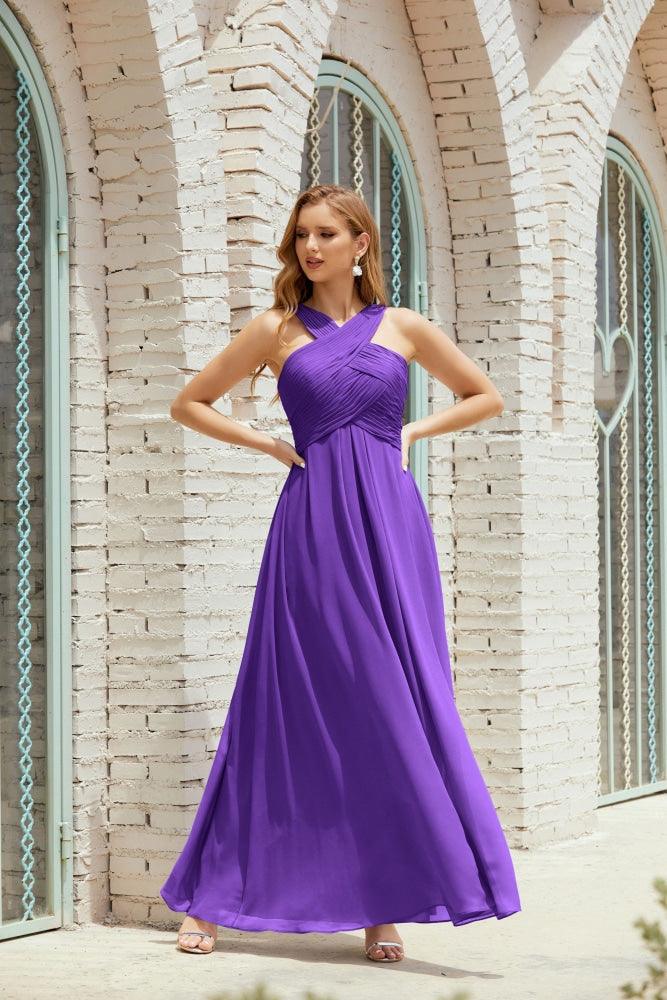 Vestidos de dama de honor con cuello halter, vestido formal de cóctel o de fiesta 28015 