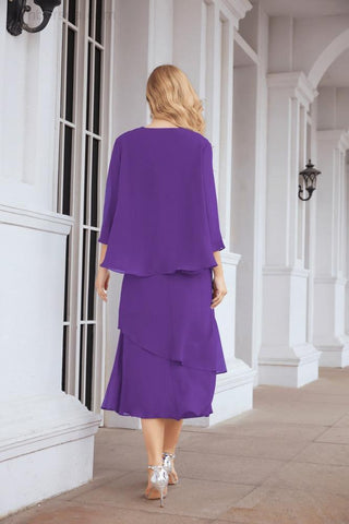 Vestido de fiesta formal de dos piezas corte A para la madre de la novia Sunderly SY28072