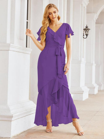 Vestidos de dama de honor Baoleely con volantes, estilo sirena, para fiestas formales, vestidos de noche, bailes de graduación y vestidos de violín 28042