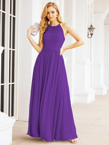 Baoleely Sleeveless Bridesmaid Dresses Long Prom Gown Zipper with Keyhole Back 28056