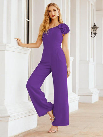 Baoleely Women's One Shoulder Long Jumpsuit Formal Evening Dress Long Bridesmaid Dresses Pants Wedding Party 28034