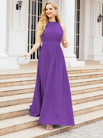 Baoleely Halter Bridesmaid Dress Empire Waist Formal Evening Prom Gown for Mother of The Bride 28030
