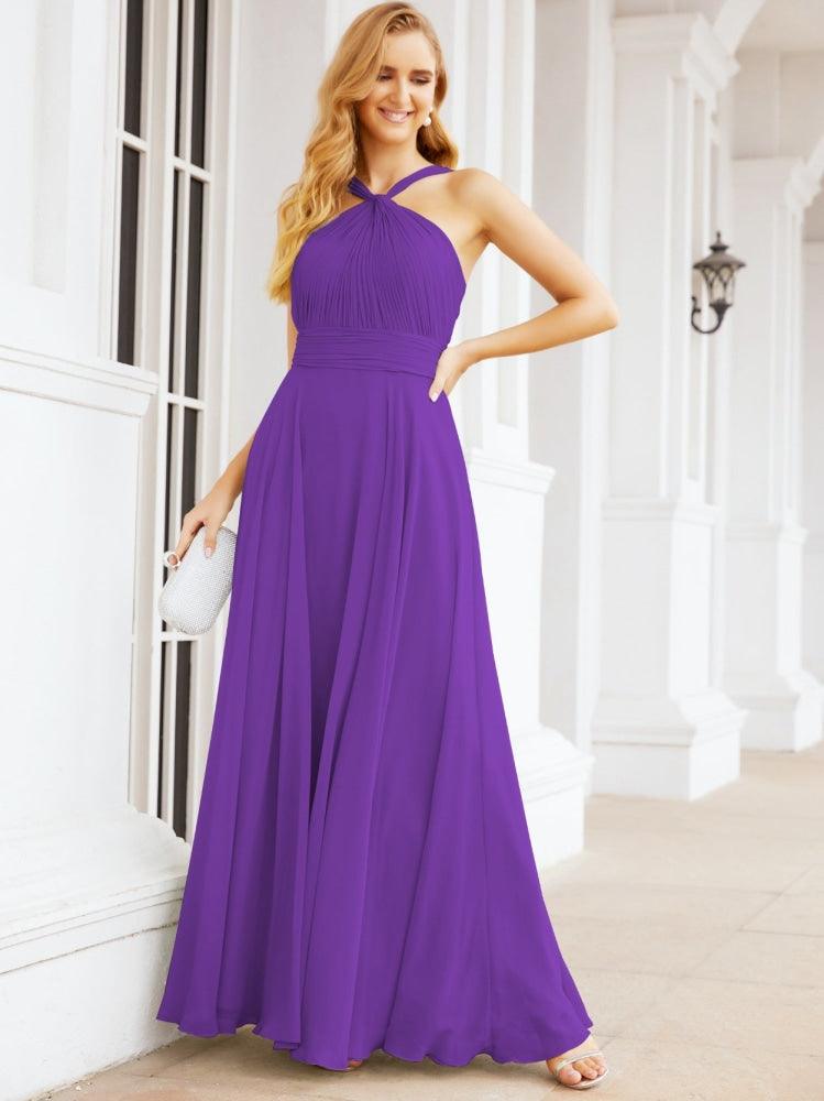 Baoleely Crisscross Halter Bridesmaid Dresses for Party Wedding Evening Prom Maxi Ball Gowns 28053