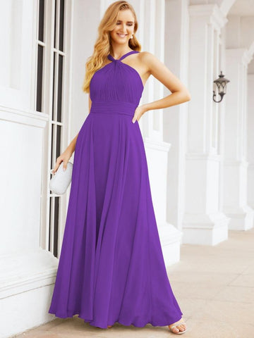 Baoleely Crisscross Halter Bridesmaid Dresses for Party Wedding Evening Prom Maxi Ball Gowns 28053