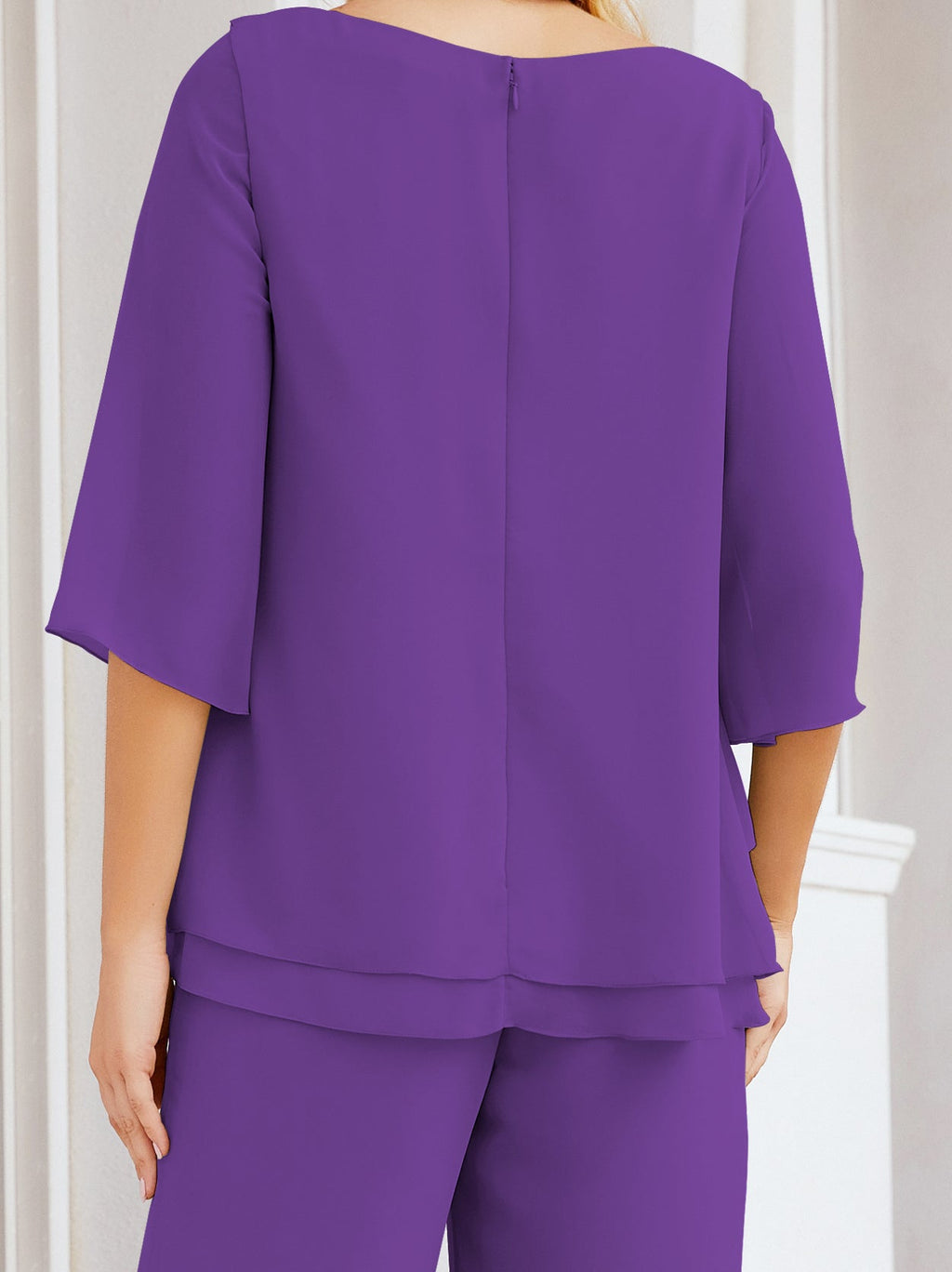 Baoleely Élégante robe mère de la mariée 2 pièces, grande taille, pantalon, volants, couches argentées, peignoir 28064