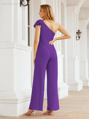 Baoleely Women's One Shoulder Long Jumpsuit Formal Evening Dress Long Bridesmaid Dresses Pants Wedding Party 28034