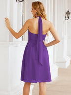 Robe de demoiselle d'honneur courte en mousseline de soie, dos nu, sans manches, robe de soirée formelle, dos nu, Baoleely 28023 