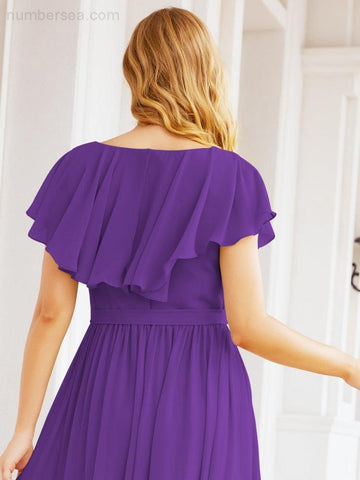 Vestidos de dama de honor con mangas abullonadas para fiesta formal de noche y graduación 28044 