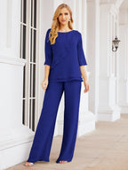 Baoleely Élégante robe mère de la mariée 2 pièces, grande taille, pantalon, volants, couches argentées, peignoir 28064