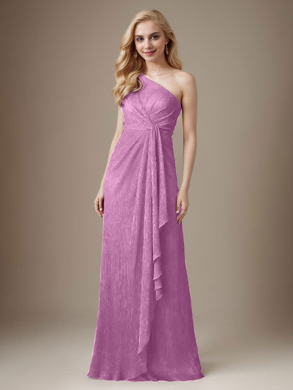 Vestido Ruby Sheath de malla metálica con un solo hombro para la madre de la novia
