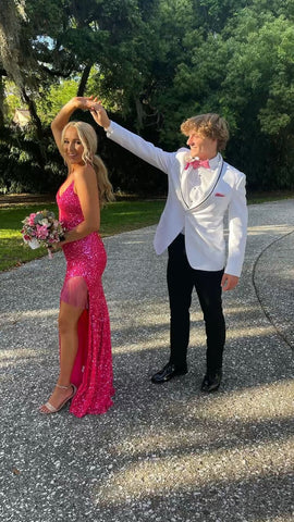 Robe de bal longue à fines bretelles et laçage au dos, ornée de sequins Y35