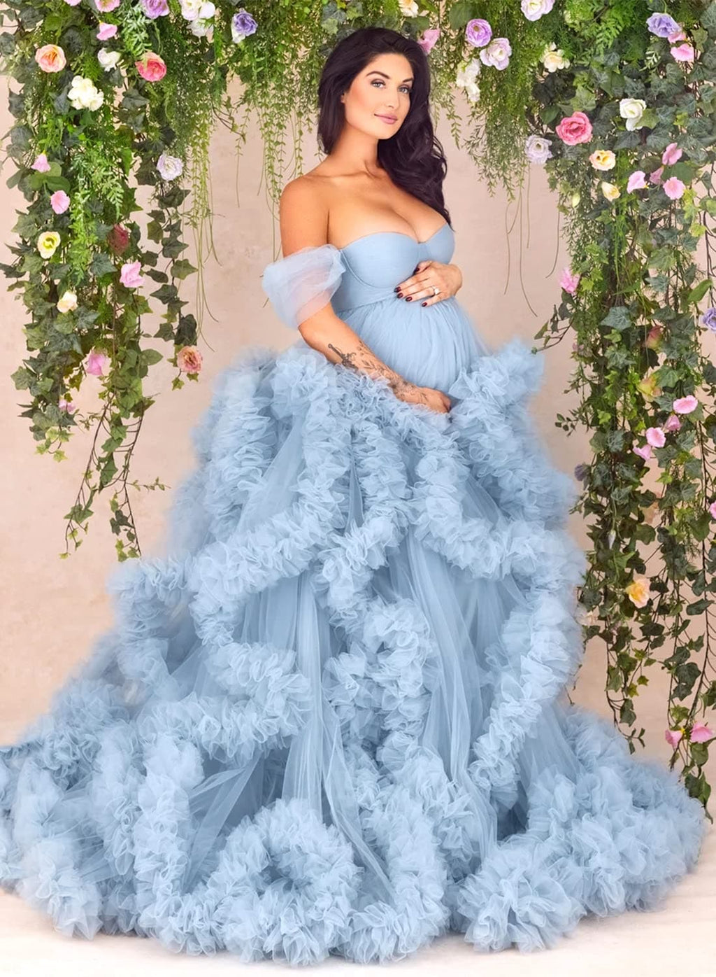 Vestido de maternidad esponjoso de tul