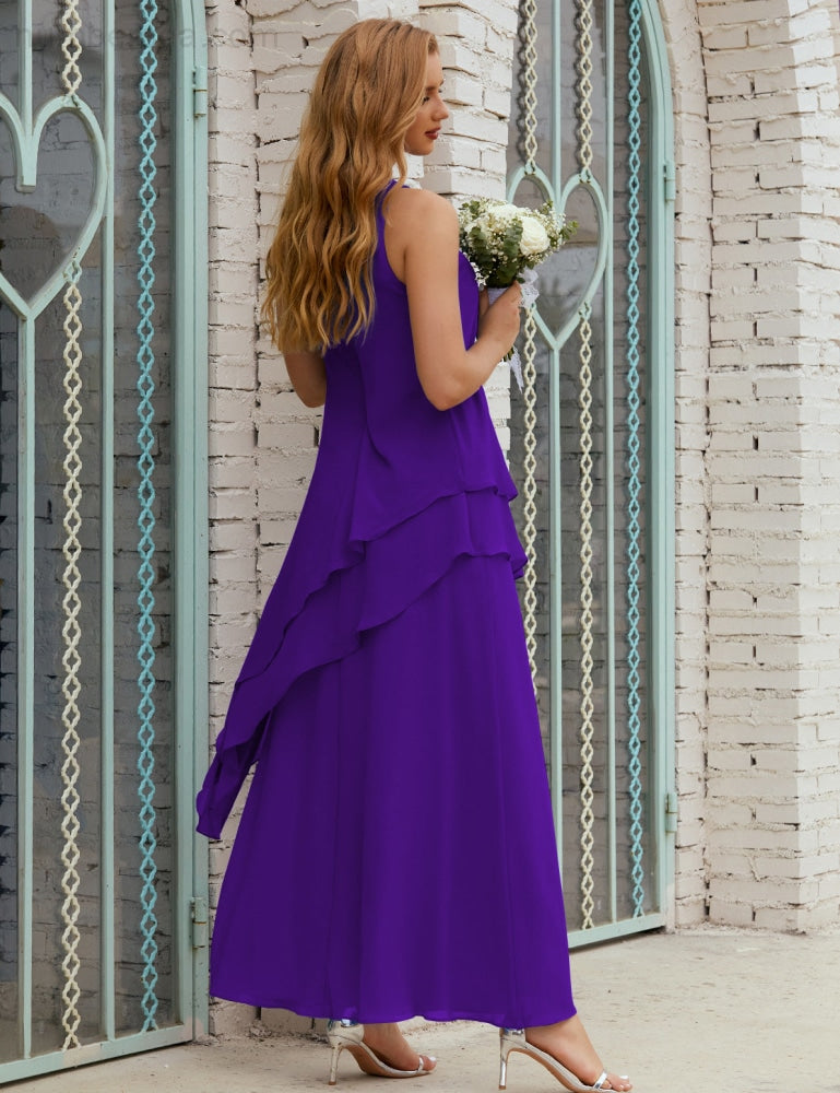 Vestido largo de gasa de talla grande para la madre de la novia, vestido de gala para dama de honor, vestido de graduación SY28019