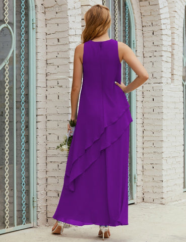 Vestido largo de gasa de talla grande para la madre de la novia, vestido de gala para dama de honor, vestido de graduación SY28019