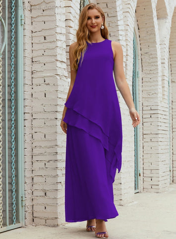 Vestido largo de gasa de talla grande para la madre de la novia, vestido de gala para dama de honor, vestido de graduación SY28019