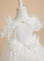 Vestido blanco de tul estilo princesa para bebé niña 