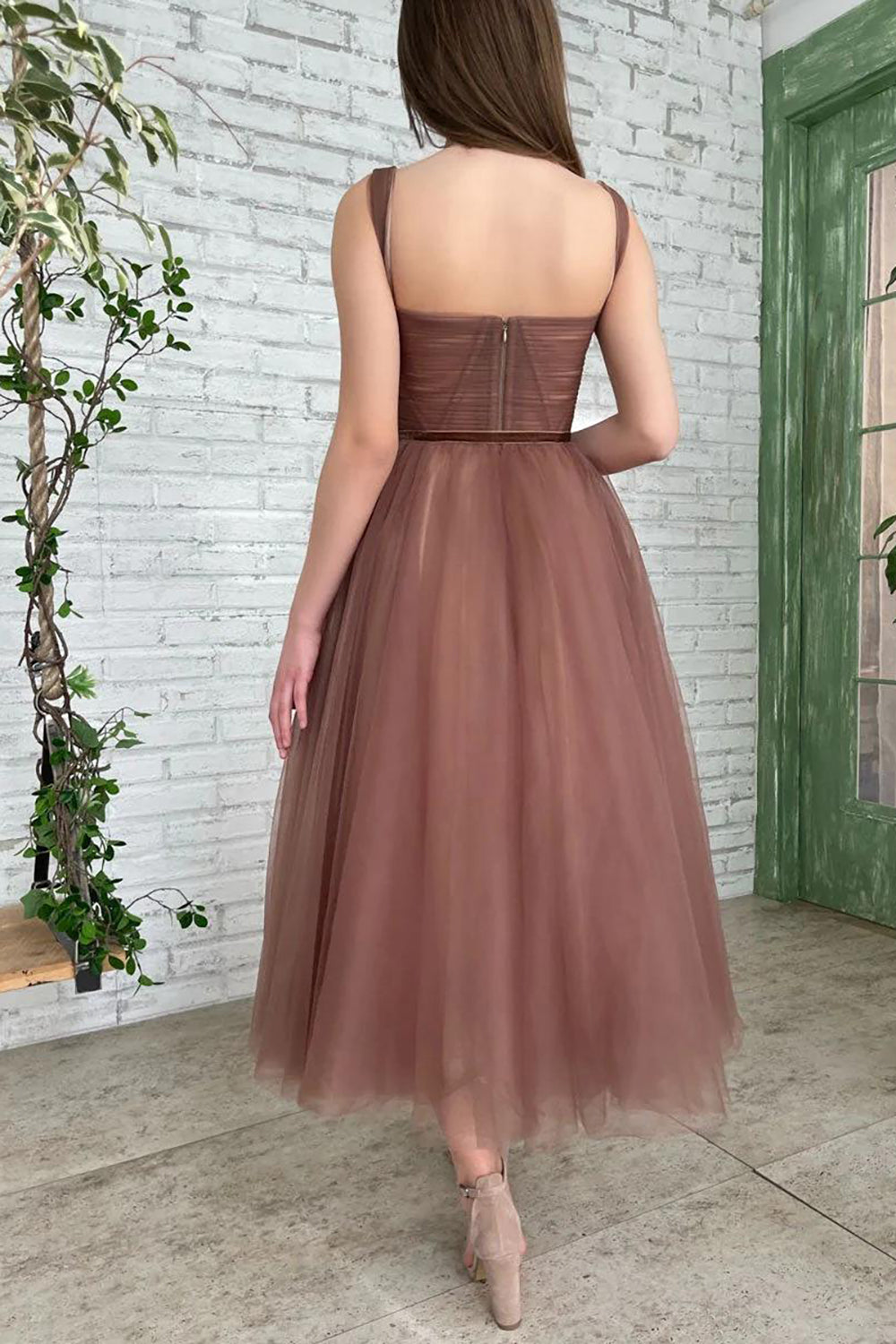 Princess A Line Sweetheart Brown Holiday Party Dress