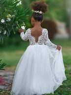 Vestido de niña de las flores, corte recto, tutú, espalda de encaje con peonías, estilo peonía, para fiesta. 