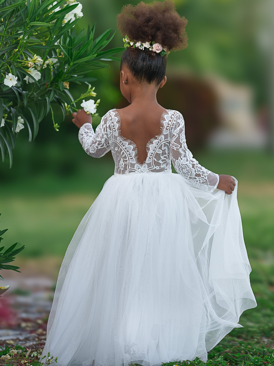 Vestido de niña de las flores, corte recto, tutú, espalda de encaje con peonías, estilo peonía, para fiesta. 
