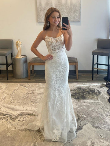 Roycebridal Billie | Vestido de noche largo de sirena blanco para baile de graduación