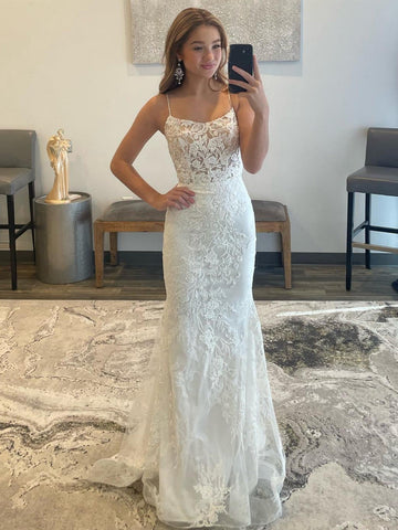 Roycebridal Billie | Vestido de noche largo de sirena blanco para baile de graduación