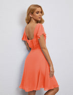 Robe de soirée dos nu, robe de bal formelle, longueur genou, manches courtes, robe de cocktail 28077 