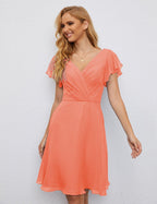 Robe de soirée dos nu, robe de bal formelle, longueur genou, manches courtes, robe de cocktail 28077 