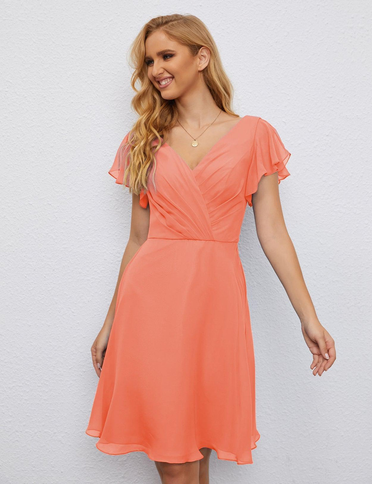 Robe de soirée dos nu, robe de bal formelle, longueur genou, manches courtes, robe de cocktail 28077 