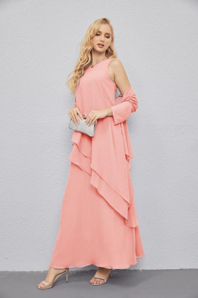 Vestidos de madre de la novia con cárdigan ligero abierto al frente, vestido formal de fiesta 28081 