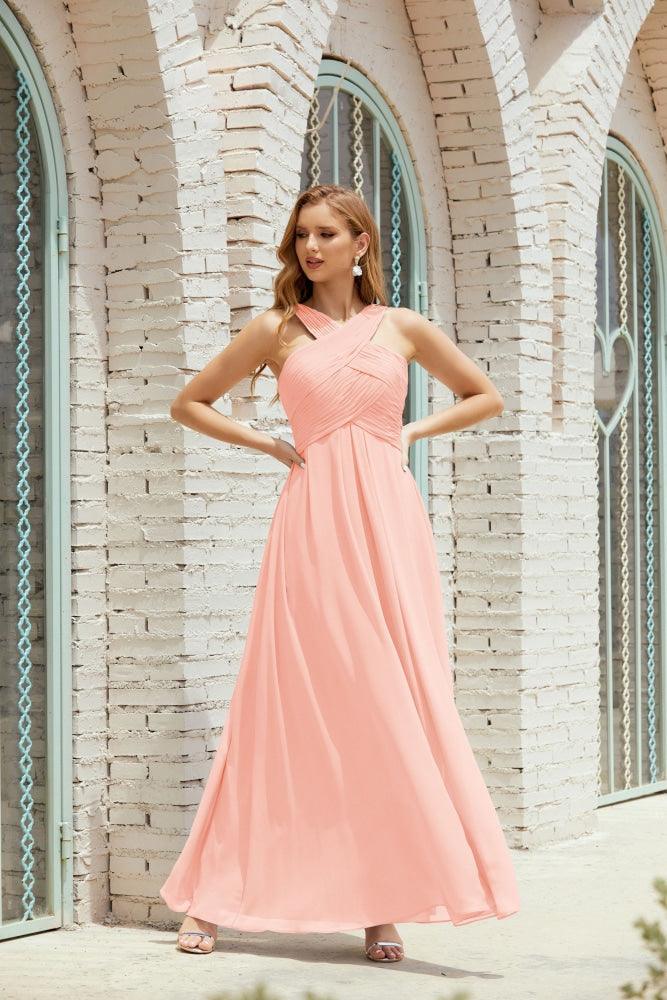 Vestidos de dama de honor con cuello halter, vestido formal de cóctel o de fiesta 28015 