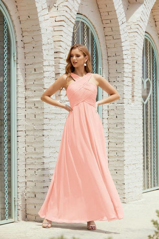 Vestidos de dama de honor con cuello halter, vestido formal de cóctel o de fiesta 28015 