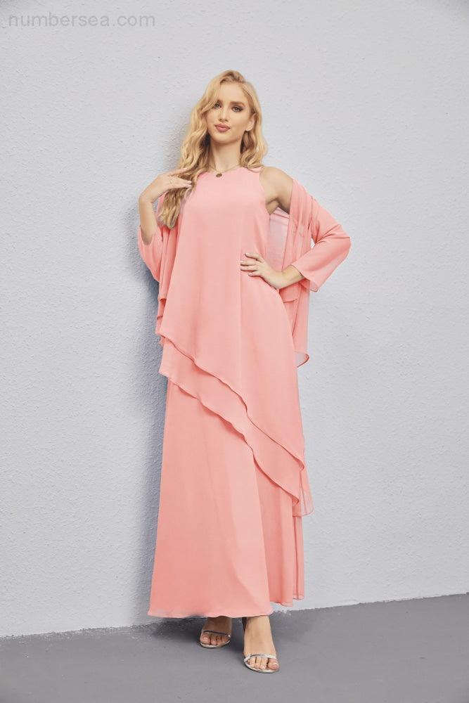 Vestidos de madre de la novia con cárdigan ligero abierto al frente, vestido formal de fiesta 28081 