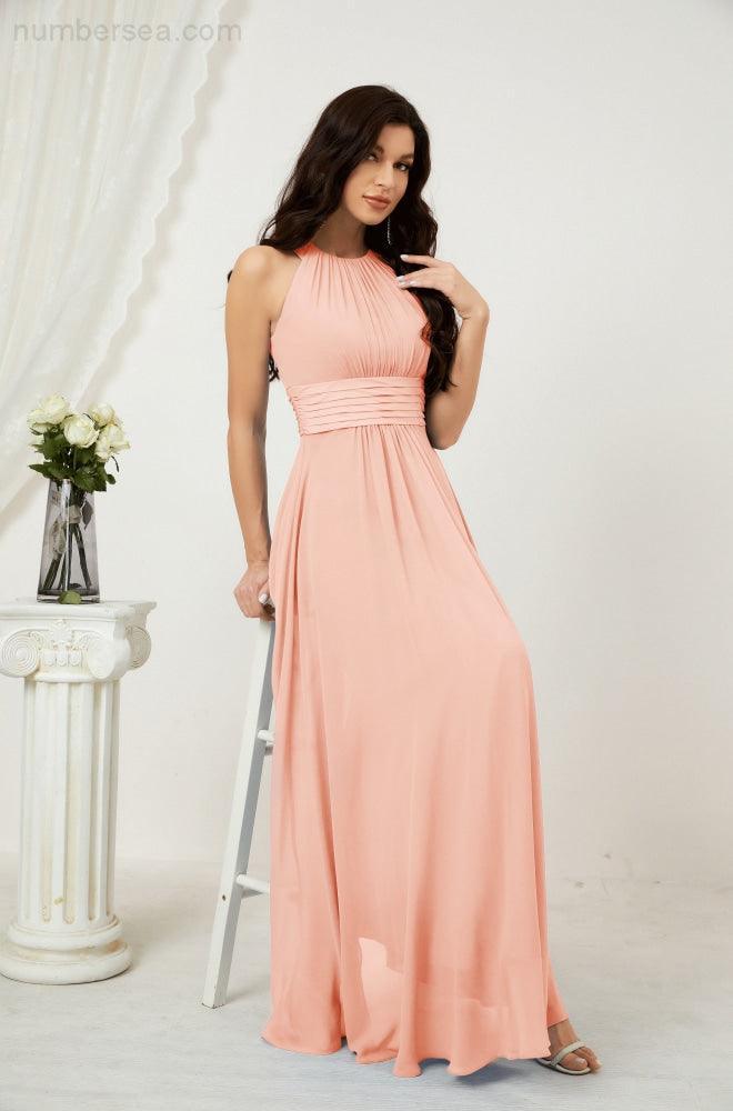 Robe de soirée formelle Baoleely en mousseline de soie, col licou, longue, sans manches, robe de demoiselle d'honneur 2802 