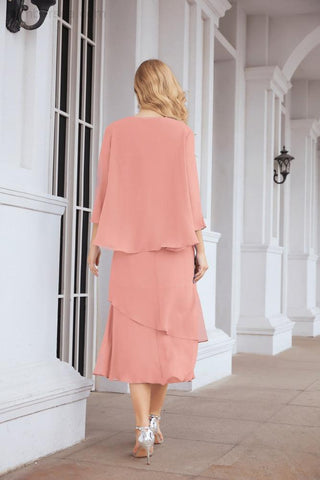 Vestido de fiesta formal de dos piezas corte A para la madre de la novia Sunderly SY28072